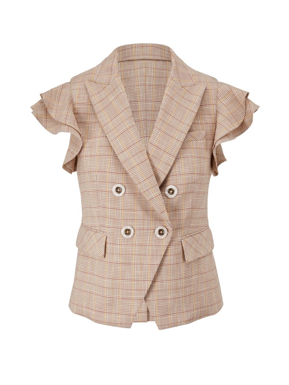Veronica Beard Janae Plaid Flutter Sleeve Vest size 2